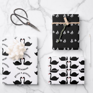 Hoja De Papel De Regalo Boda gótico besando a Personalizado de cisnes negr
