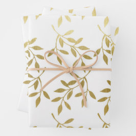 Hoja De Papel De Regalo Boda hoja botánica oro romántico