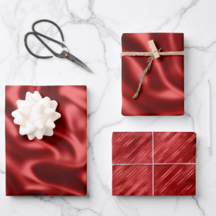 Hoja De Papel De Regalo Boda Passion Red Faux Satin