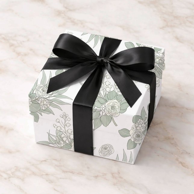 Hoja De Papel De Regalo Boda Personalizada Verde Eucalipto  (Subido por el creador)