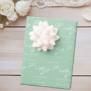 Hoja De Papel De Regalo Boda personalizado verde de la moda