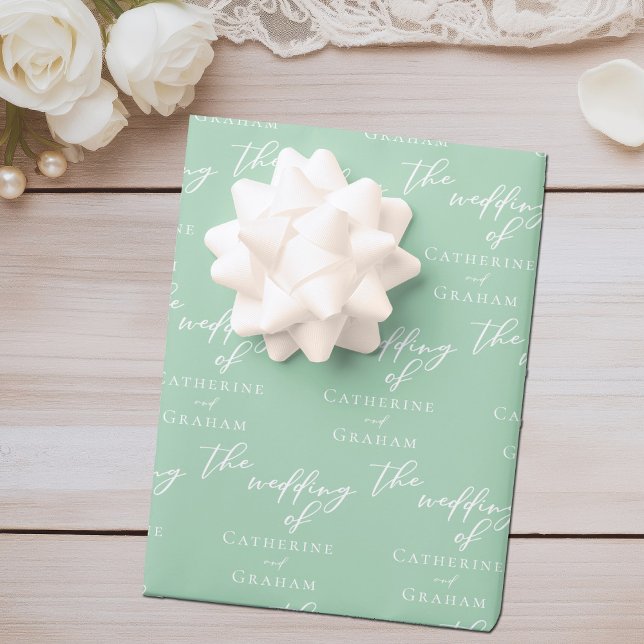 Hoja De Papel De Regalo Boda personalizado verde de la moda (Subido por el creador)