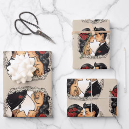 Hoja De Papel De Regalo Boda romántica pareja enamorada