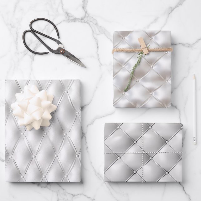 Hoja De Papel De Regalo Boda Romántico de Cuero Blanco (Anverso)