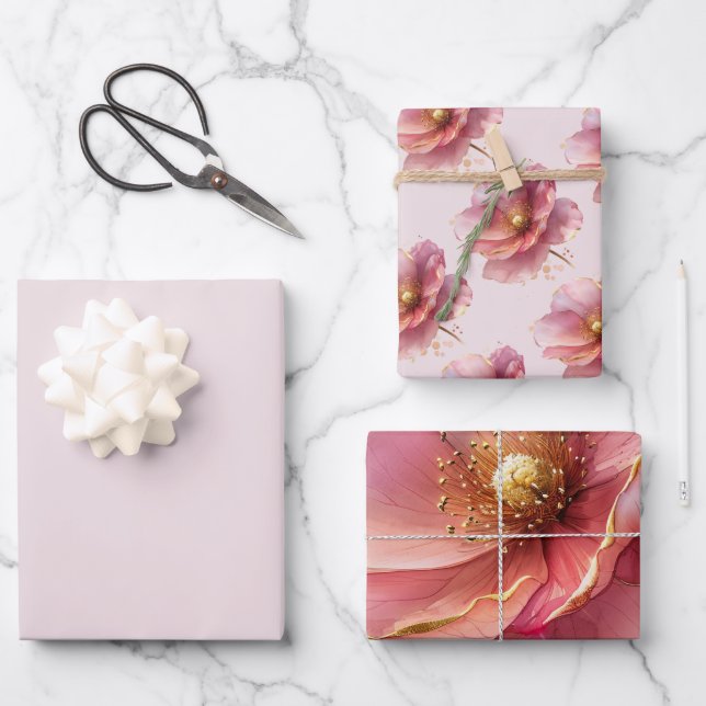 Hoja De Papel De Regalo Boda Rosa (Anverso)