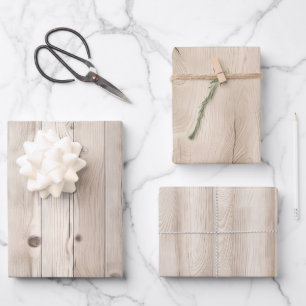 Hoja De Papel De Regalo Boda Rustic Faux Cream White Wood