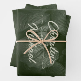 Hoja De Papel De Regalo Boda verde elegante de primavera de la hoja verde