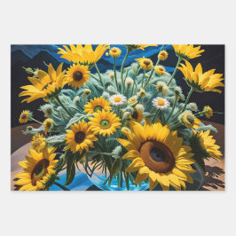 Hoja De Papel De Regalo Bodegón Flores y Noche 1 - 001