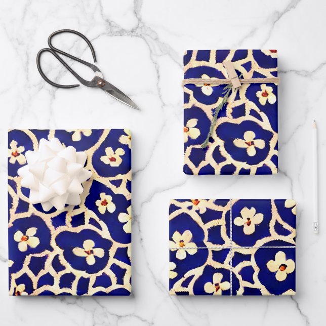 Hoja De Papel De Regalo Boho Anemone Blue (Anverso)