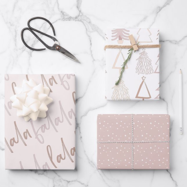 Hoja De Papel De Regalo Boho Árboles de Navidad Falala Dusty Guerra de Fie (Anverso)