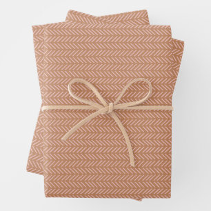 Hoja De Papel De Regalo Boho Arrows Clay Brown y Pink Wrapee Paper