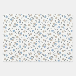 Hoja De Papel De Regalo Boho Beach Cherries - estampado de frutas azul bei