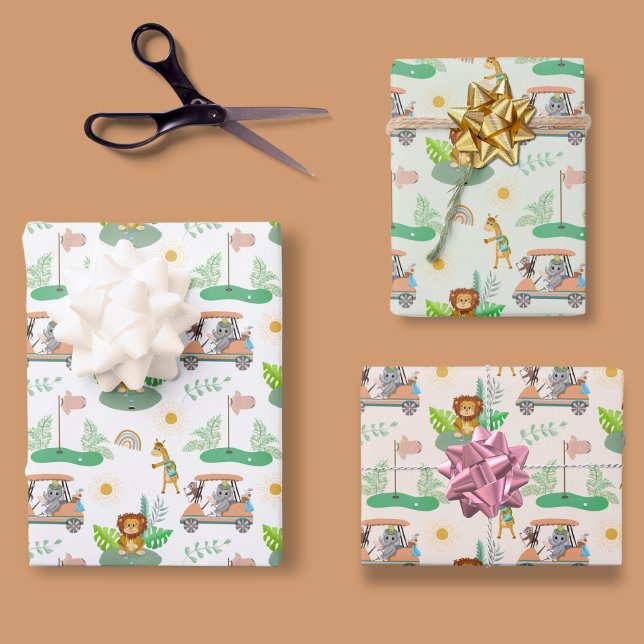 Hoja De Papel De Regalo Boho Bebé Elefante, Mono, León Patrón de Golf para (Subido por el creador)