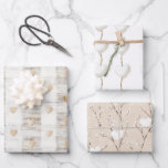 Hoja De Papel De Regalo Boho beige blanco crema corazón ducha de novia<br><div class="desc">Boho beige blanco crema corazón ducha de novia</div>