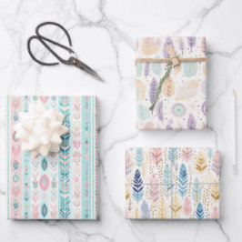Hoja De Papel De Regalo Boho Bohemians Conjunto de Acuarela Pastel para To