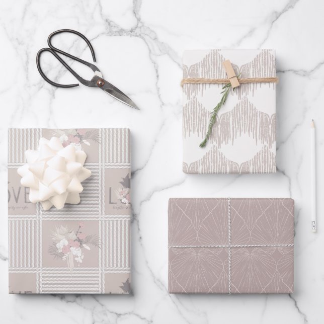 Hoja De Papel De Regalo Boho Bride-Set B, Romance Tropical Gift (Anverso)