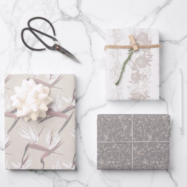 Hoja De Papel De Regalo Boho Bride-Set C, Romance Tropical Gift (Anverso)