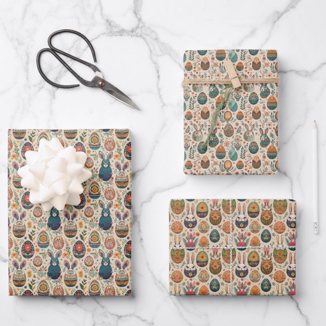 Hoja De Papel De Regalo Boho Bunnies (Anverso)