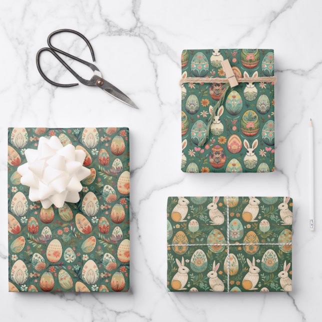 Hoja De Papel De Regalo Boho Bunnies (Anverso)