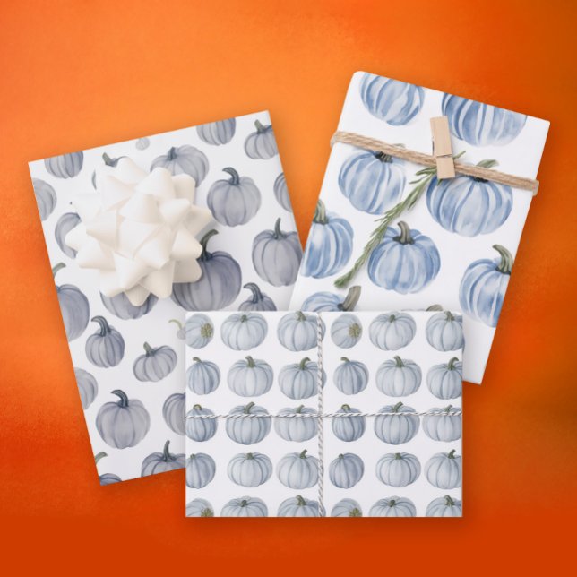 Hoja De Papel De Regalo Boho Cae Gris Pastel Azul Calabaza (Subido por el creador)