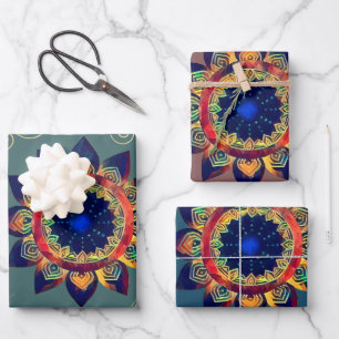 Hoja De Papel De Regalo Boho Celtic Rainbow Flower Mandala