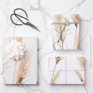 Hoja De Papel De Regalo Boho de moda Pampas hierba Ducha bebé