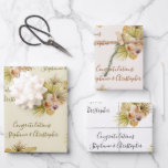 Hoja De Papel De Regalo Boho Floral Palm Seca Añadir nombres Boda<br><div class="desc">Estas sábanas de papel envolvente presentan un patrón de acuarela boho de ramos florales tropicales en colores neutros con hojas de palma secas. Personalízalos con la palabra "Felicitaciones" en elegante caligrafía escrita a mano seguida de los nombres de la novia y el novio. El diseño se presenta en tres tonos...</div>