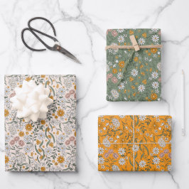 Hoja De Papel De Regalo Boho Floral Tonos Tierra Desayuno Botánico Nupcial