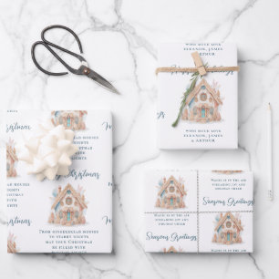 Hoja De Papel De Regalo Boho Gingerbread House cita a Navidades de nombres