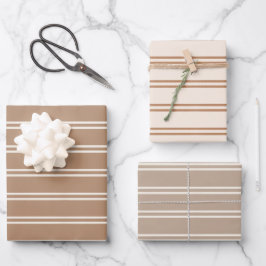 Hoja De Papel De Regalo Boho Minimalist Modern Brown Gender Neutral Stripe