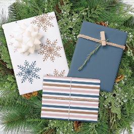 Hoja De Papel De Regalo Boho moderno de invierno con Navidades azules copa