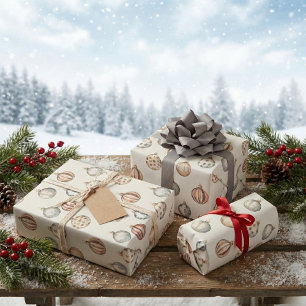 Hoja De Papel De Regalo Boho navidad adornos cálidos invierno vintage