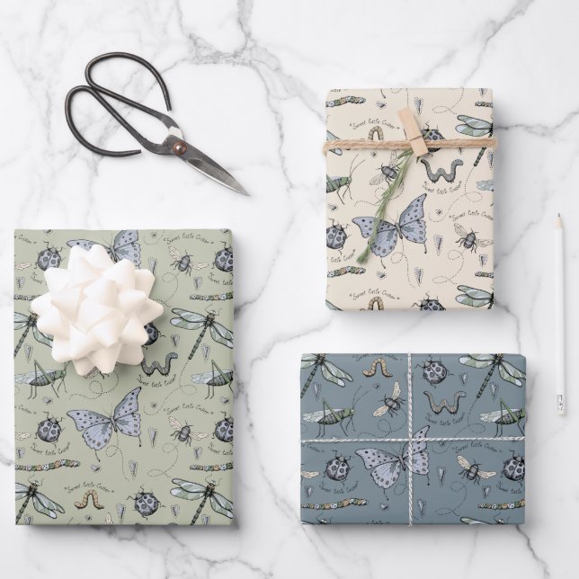 Hoja De Papel De Regalo Boho Pastels Blue Sage Cream Baby Boy (Anverso)