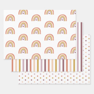 Hoja De Papel De Regalo Boho Rainbow Peach Purple Baby Shower