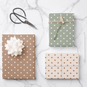 Hoja De Papel De Regalo Boho Simple Moderno Marrón Sage Neutral Lunares