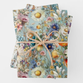 HOJA DE PAPEL DE REGALO BOHO VERANO FLORAL DE FLORES SILVESTRES