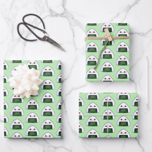 Hoja De Papel De Regalo Bola de arroz Onigiri de Japón (Anverso)