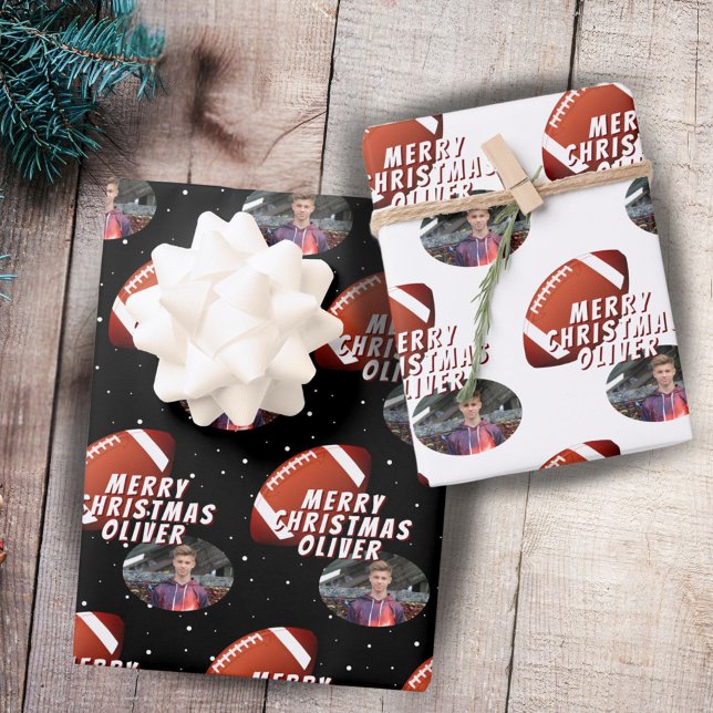Hoja De Papel De Regalo Bola de fútbol estadounidense Merry Christmas Boy  (Subido por el creador)
