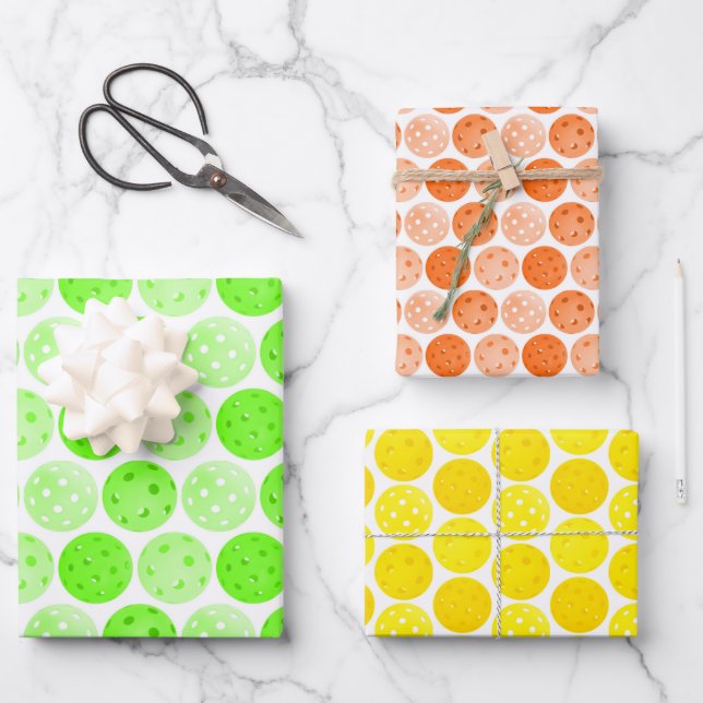 Hoja De Papel De Regalo Bolas de bolas de póleo - Fiesta verde, Naranja y  (Anverso)