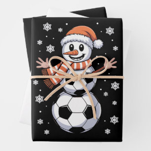 Hoja De Papel De Regalo Bolas de fútbol divertidas de Navidad árbol como m