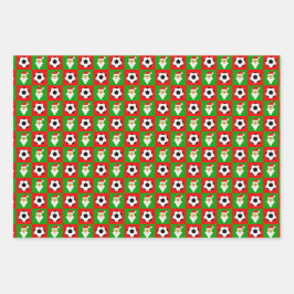 Hoja De Papel De Regalo Bolas de fútbol y Navidades verdes y rojos de Sant