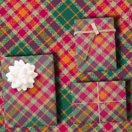 Hoja De Papel De Regalo Bold Fuchsia Emerald Green Modern Diagonal Plaid