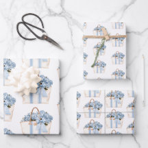 Bolso de Tote de Raya Azul Costera con Hortensias 