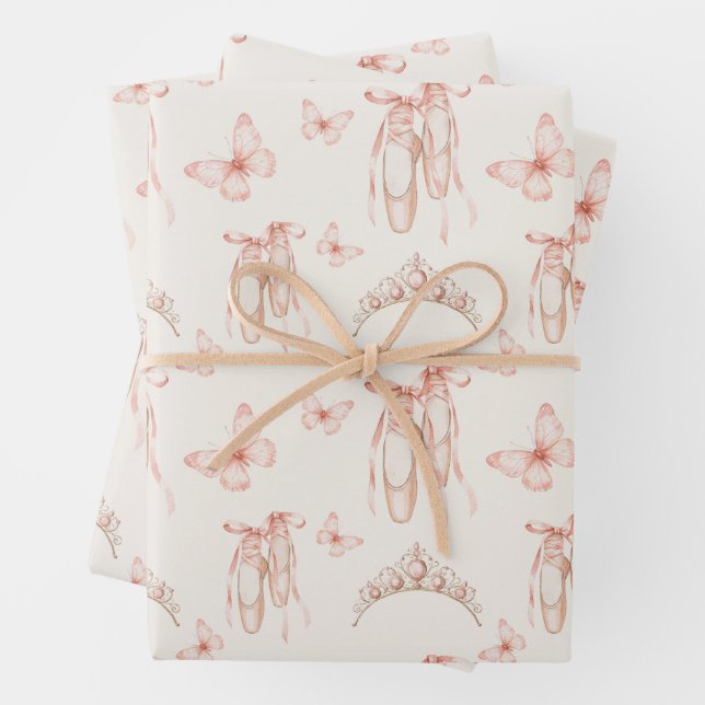 Hoja De Papel De Regalo Bombas de ballet rosa y tiaras (In situ)