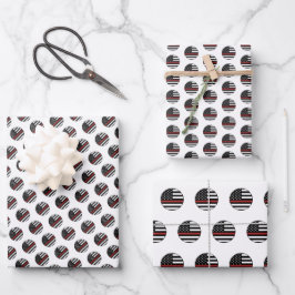 Hoja De Papel De Regalo Bombero de la delgada línea roja de emergencia ban