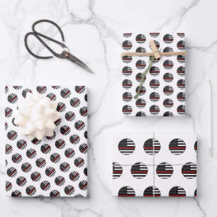 Hoja De Papel De Regalo Bombero de la delgada línea roja de emergencia ban