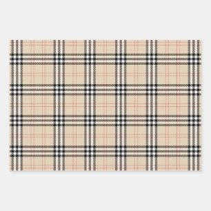 Hoja De Papel De Regalo Bonito Beige Plaid Tartán