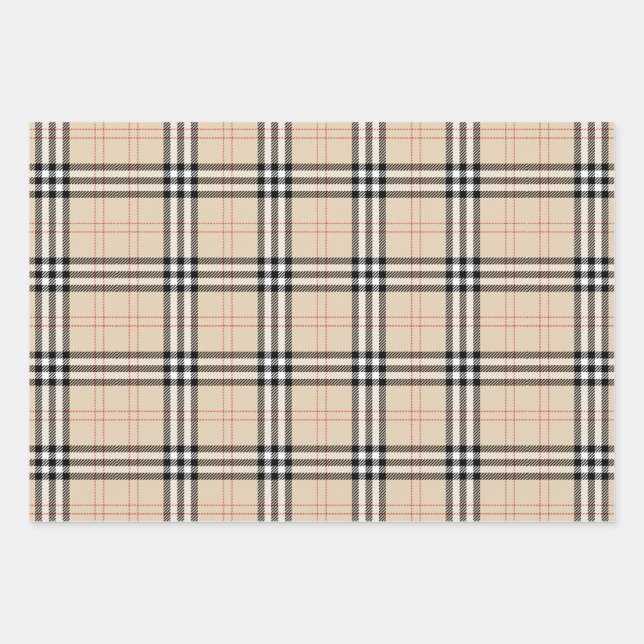 Hoja De Papel De Regalo Bonito Beige Plaid Tartán (Anverso 3)