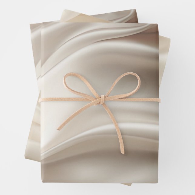 Hoja De Papel De Regalo Bonito Champagne Gold Romantic Faux Satin Boda (In situ)