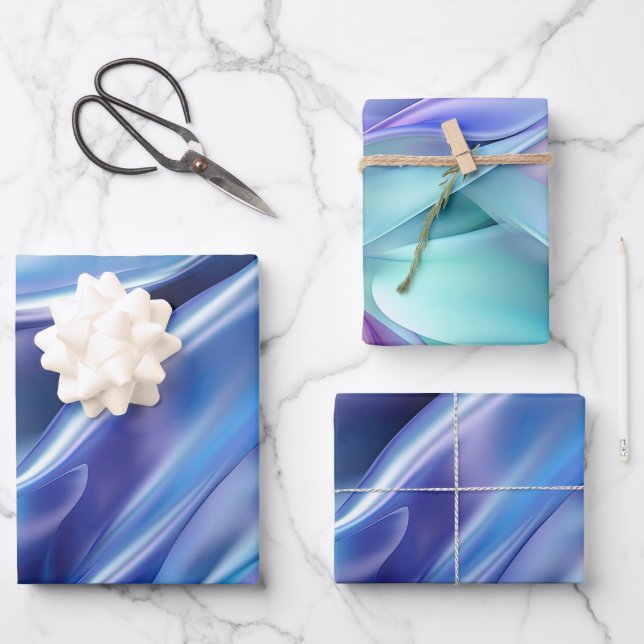 Hoja De Papel De Regalo Bonito Dreamy Blue Purple Bridal Shower (Anverso)